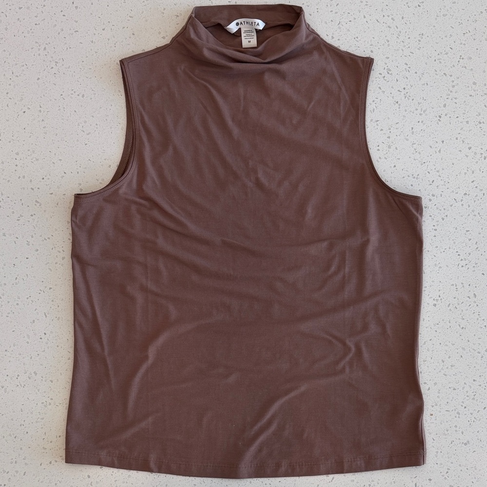 Athleta Outbound Mock Neck Sleeveless - Pyrite Brown - Size: M